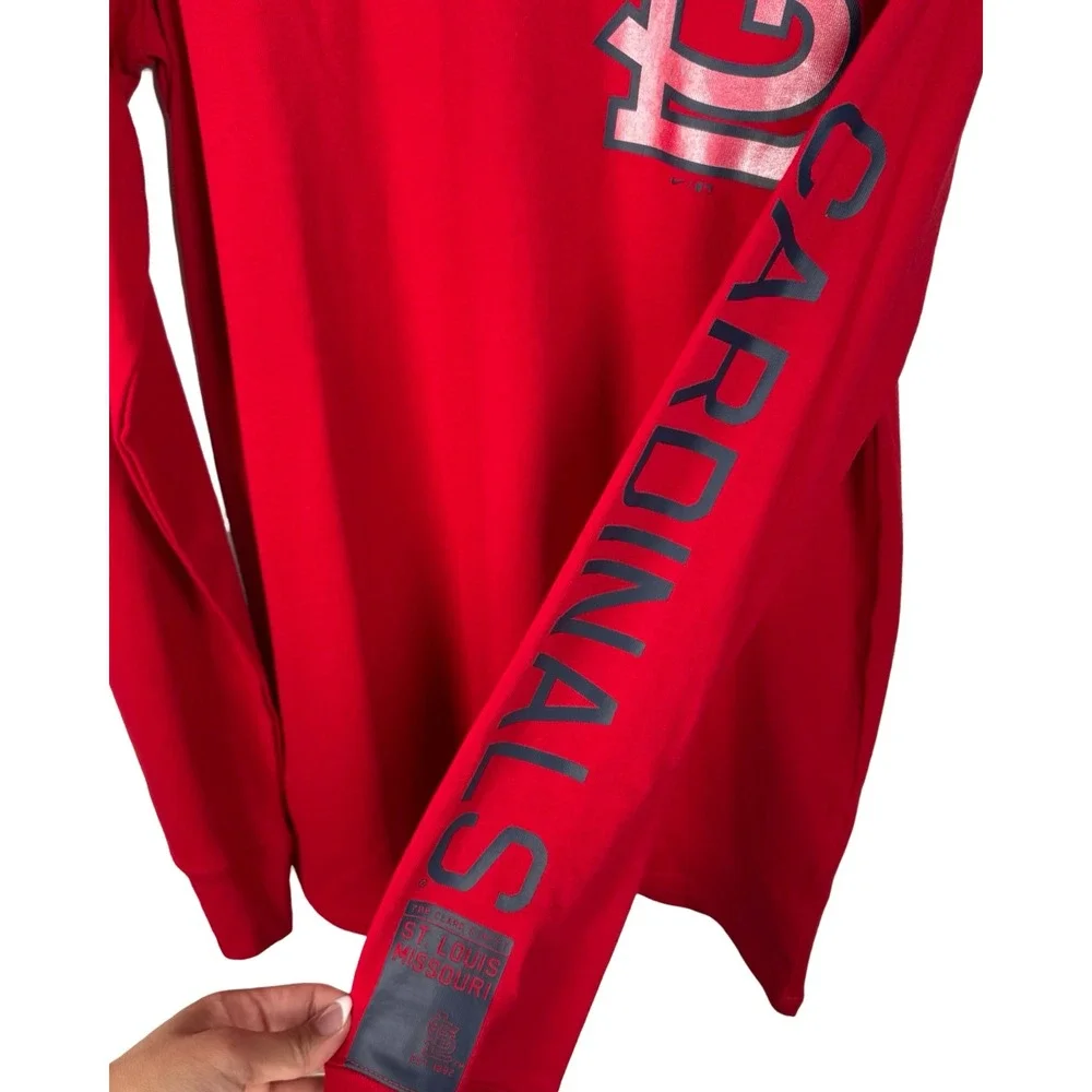 Nike Mens St Louis Cardinals Long Sleeve T-Shirt Red MLB Baseball Medium - Picture 2 of 6